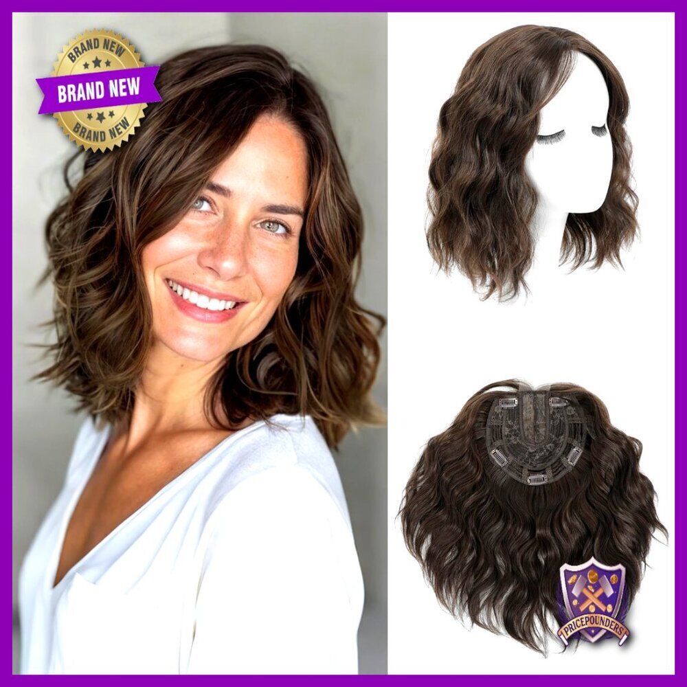 Short Wavy Hair Topper Volume Booster Synthetic Heat Resistant Clip On